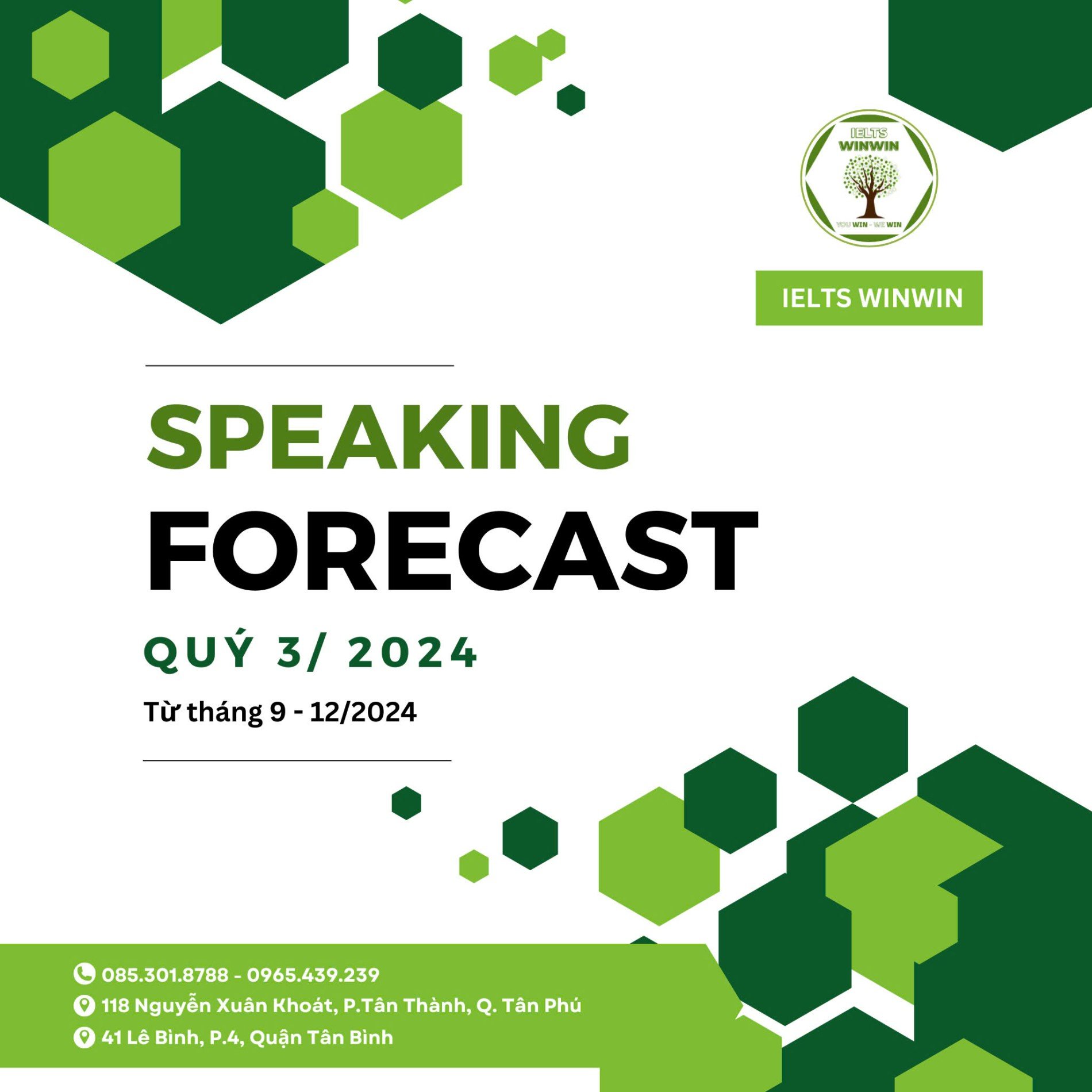 Speaking Forecast quý 3 (tháng 9-12/2024) của WinWin